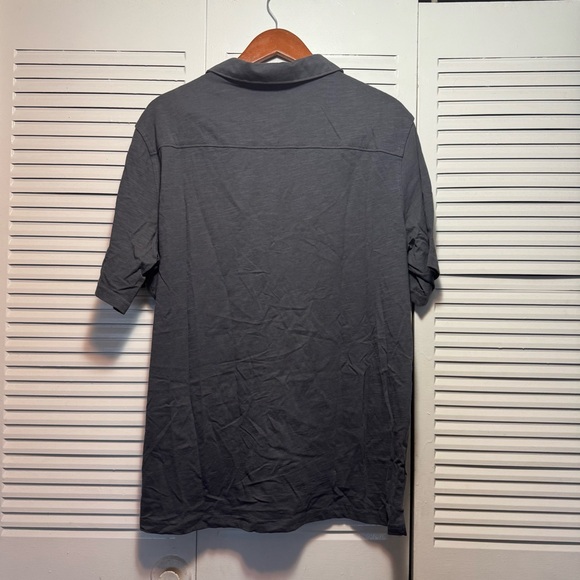 George 100% Cotton Dark Gray Button Down Short Sleeve Shirt Size L - Picture 5 of 5